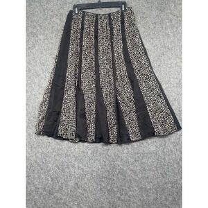 JM Collection Petite Black Tan Geometric Animal Print A-Line Skirt 8P Elastic